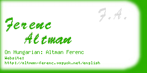 ferenc altman business card